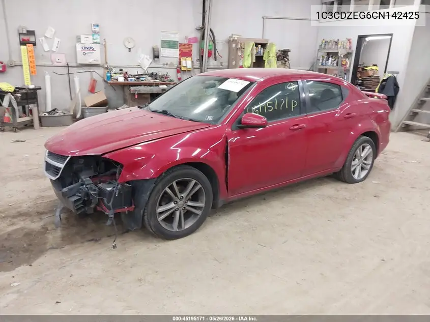 2012 Dodge Avenger Sxt Plus VIN: 1C3CDZEG6CN142425 Lot: 45195171