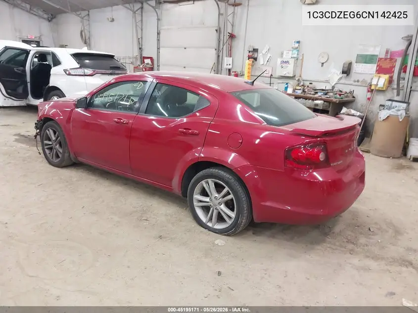 2012 Dodge Avenger Sxt Plus VIN: 1C3CDZEG6CN142425 Lot: 45195171