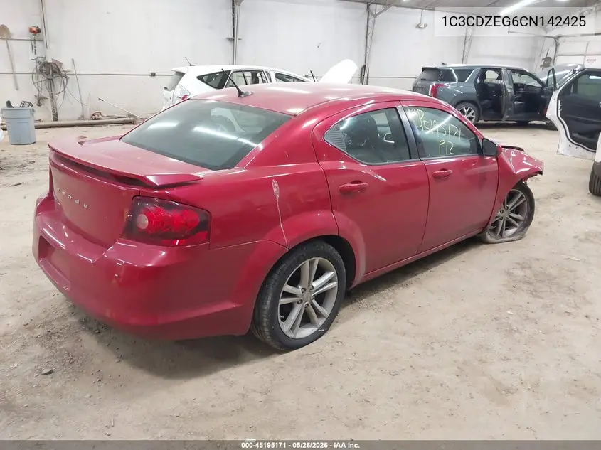 2012 Dodge Avenger Sxt Plus VIN: 1C3CDZEG6CN142425 Lot: 45195171