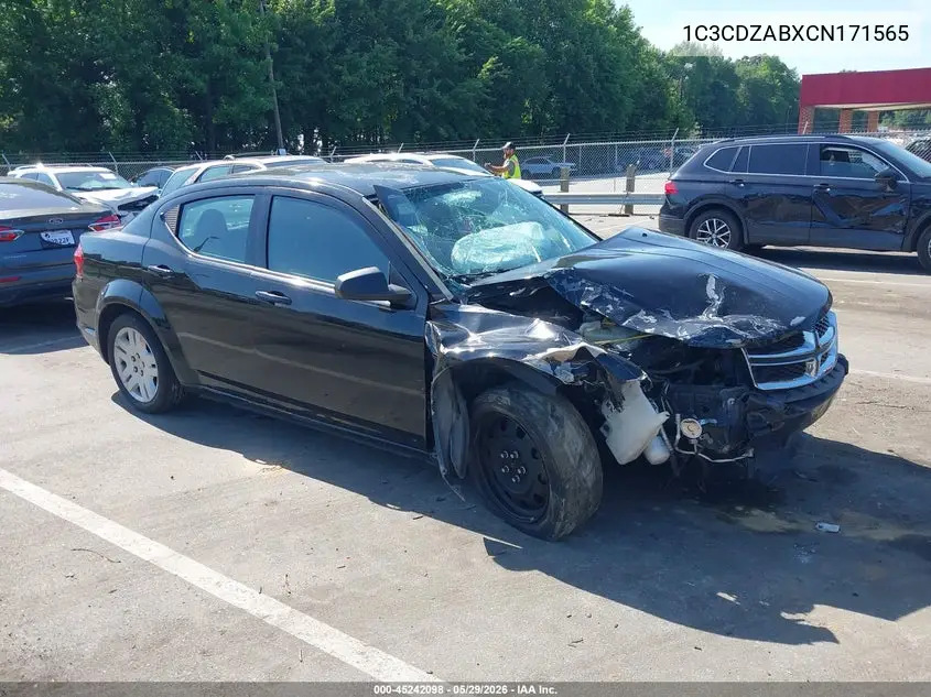 2012 Dodge Avenger Se VIN: 1C3CDZABXCN171565 Lot: 45242098
