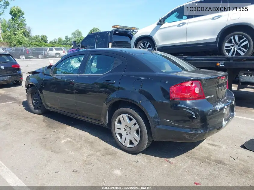 2012 Dodge Avenger Se VIN: 1C3CDZABXCN171565 Lot: 45242098