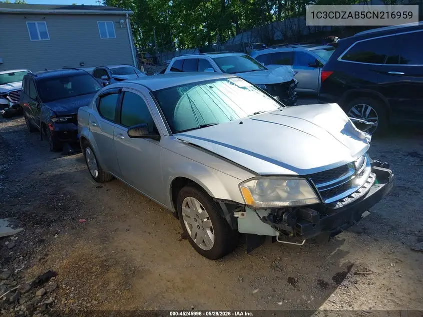 2012 Dodge Avenger Se VIN: 1C3CDZAB5CN216959 Lot: 45245996