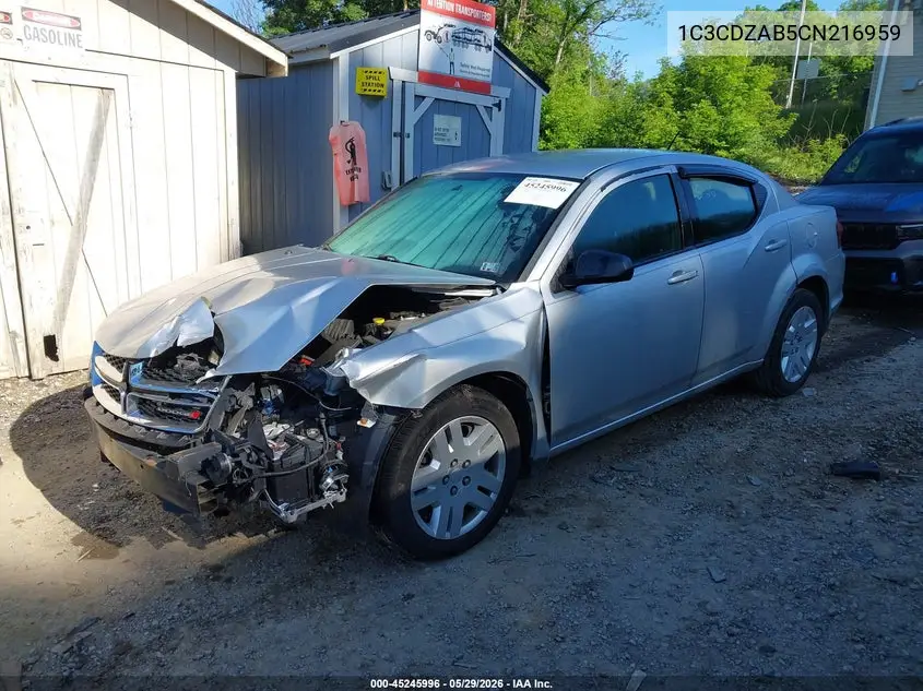 2012 Dodge Avenger Se VIN: 1C3CDZAB5CN216959 Lot: 45245996