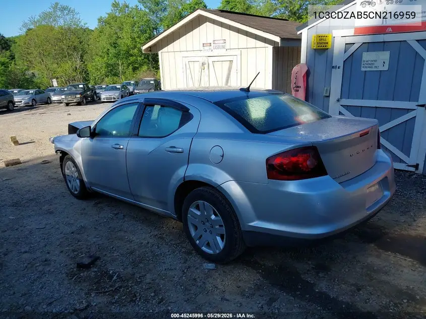 2012 Dodge Avenger Se VIN: 1C3CDZAB5CN216959 Lot: 45245996