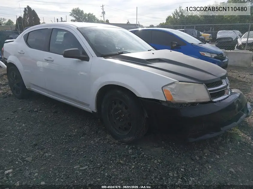 2012 Dodge Avenger Se VIN: 1C3CDZAB5CN110480 Lot: 45247475