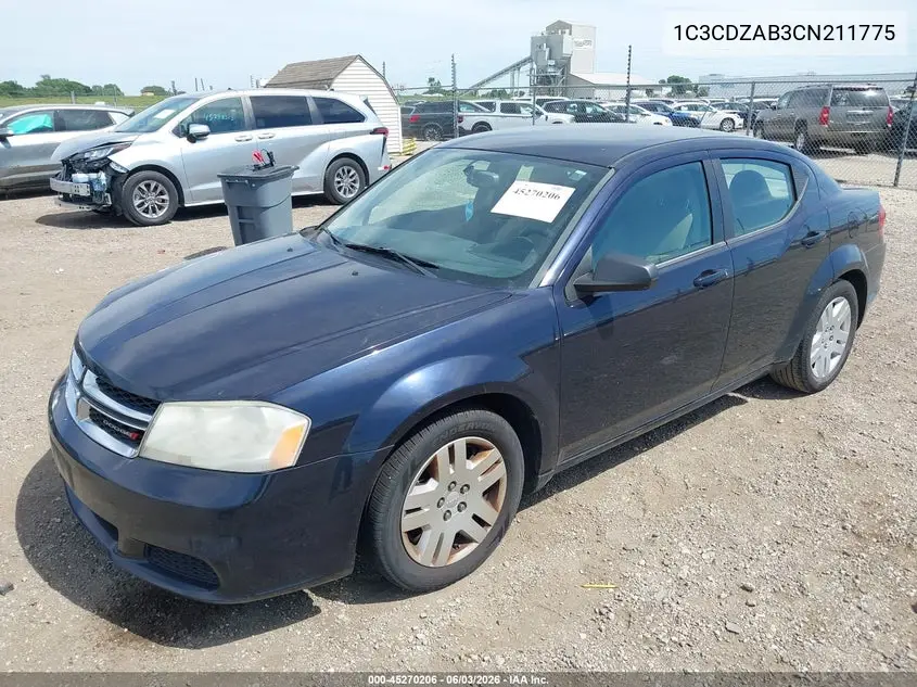 2012 Dodge Avenger Se VIN: 1C3CDZAB3CN211775 Lot: 45270206