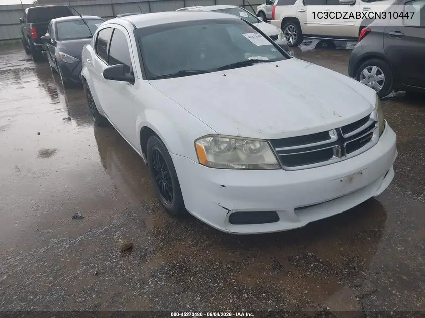 2012 Dodge Avenger Se VIN: 1C3CDZABXCN310447 Lot: 45273480