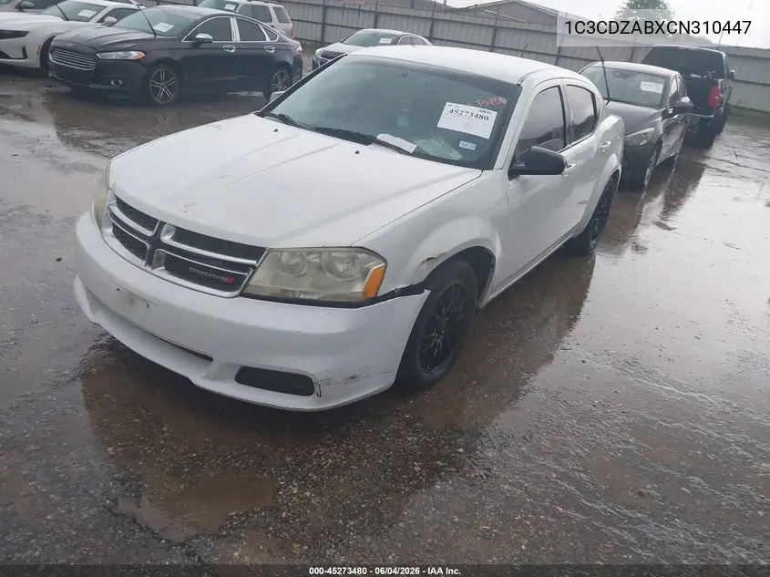 2012 Dodge Avenger Se VIN: 1C3CDZABXCN310447 Lot: 45273480