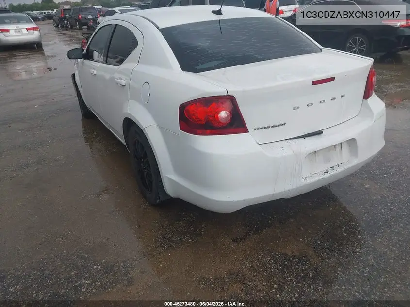 2012 Dodge Avenger Se VIN: 1C3CDZABXCN310447 Lot: 45273480