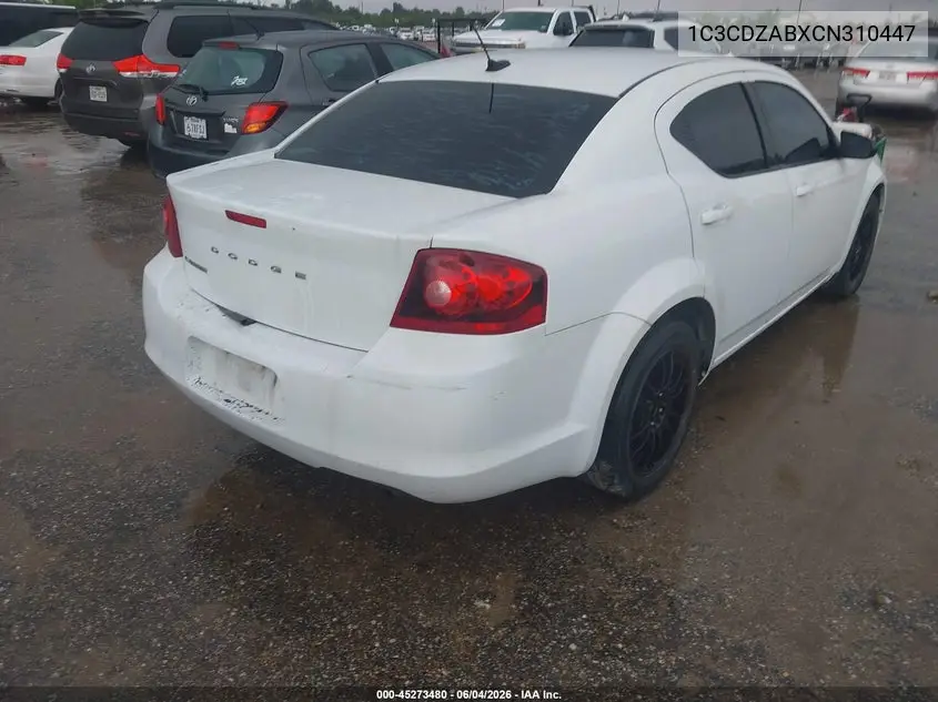 2012 Dodge Avenger Se VIN: 1C3CDZABXCN310447 Lot: 45273480
