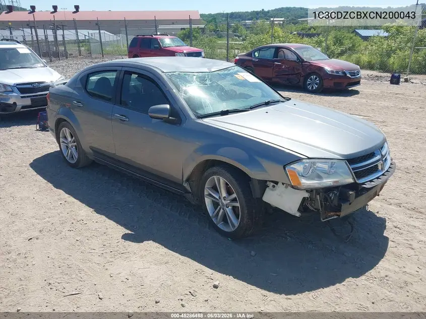 2012 Dodge Avenger Sxt VIN: 1C3CDZCBXCN200043 Lot: 45286488