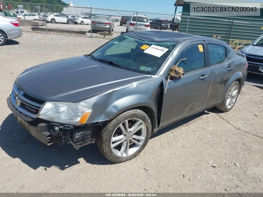 2012 Dodge Avenger Sxt VIN: 1C3CDZCBXCN200043 Lot: 45286488