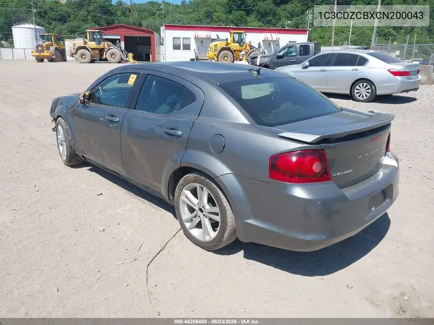 2012 Dodge Avenger Sxt VIN: 1C3CDZCBXCN200043 Lot: 45286488