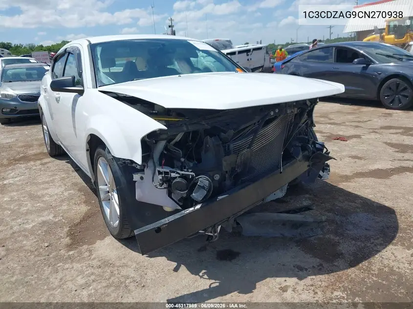 2012 Dodge Avenger Se VIN: 1C3CDZAG9CN270938 Lot: 45317989