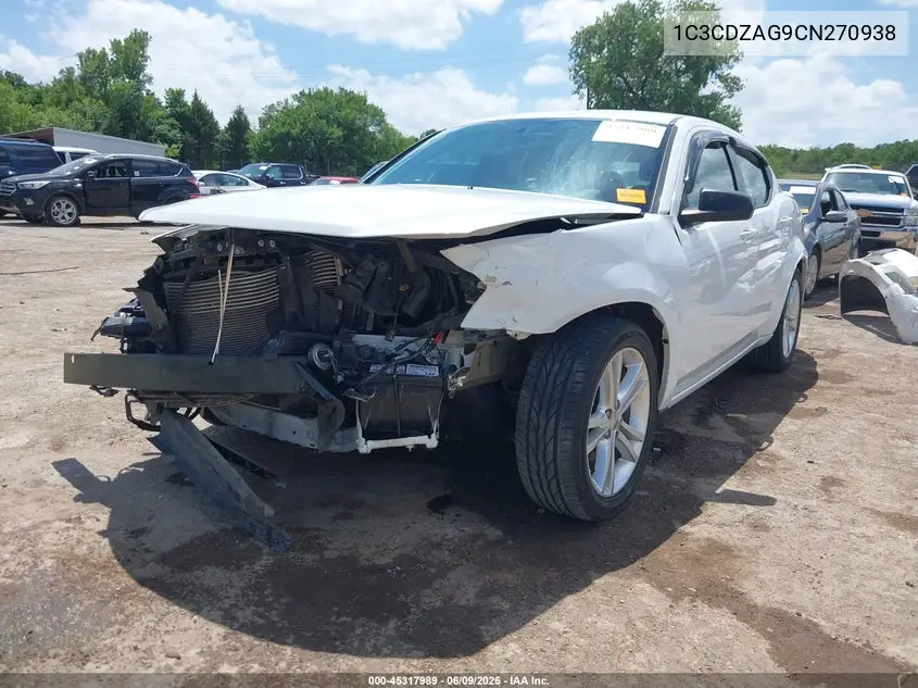 2012 Dodge Avenger Se VIN: 1C3CDZAG9CN270938 Lot: 45317989