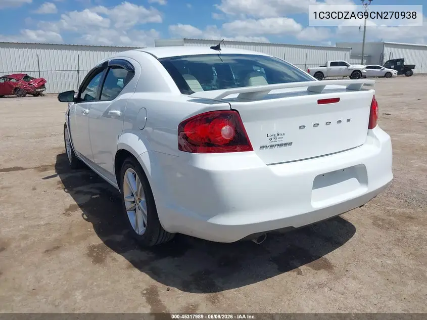 2012 Dodge Avenger Se VIN: 1C3CDZAG9CN270938 Lot: 45317989