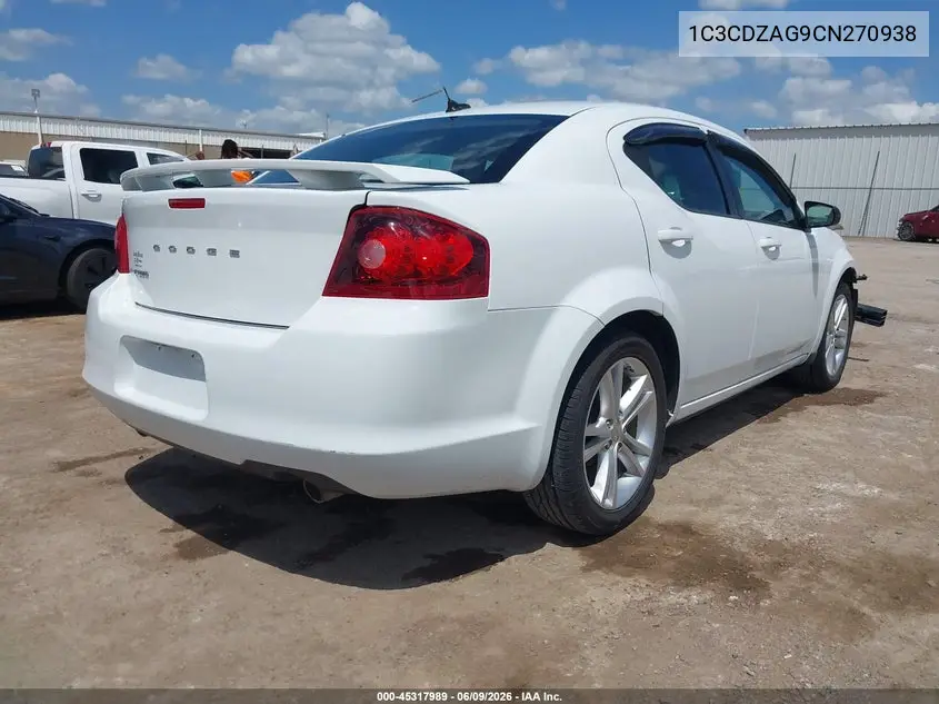 2012 Dodge Avenger Se VIN: 1C3CDZAG9CN270938 Lot: 45317989