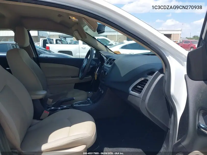 2012 Dodge Avenger Se VIN: 1C3CDZAG9CN270938 Lot: 45317989