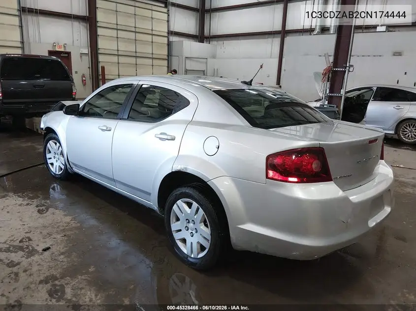 2012 Dodge Avenger Se VIN: 1C3CDZAB2CN174444 Lot: 45328466