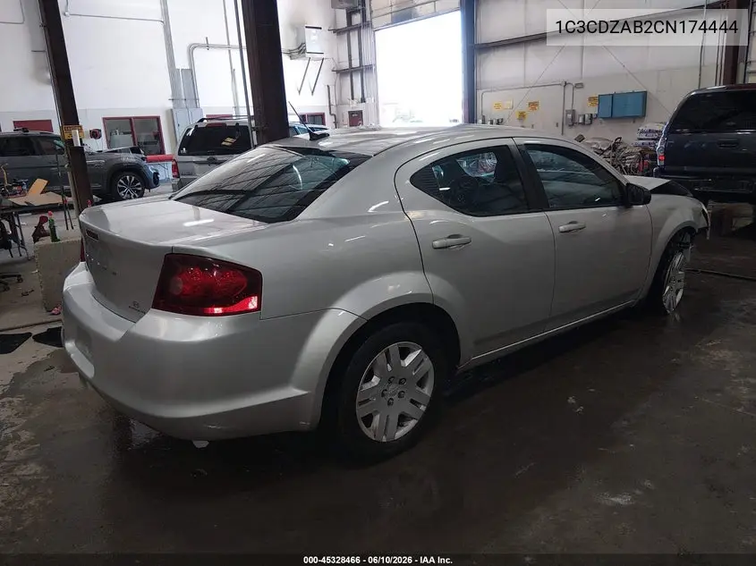 2012 Dodge Avenger Se VIN: 1C3CDZAB2CN174444 Lot: 45328466