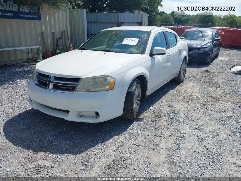 2012 Dodge Avenger Sxt VIN: 1C3CDZCB4CN222202 Lot: 45330893
