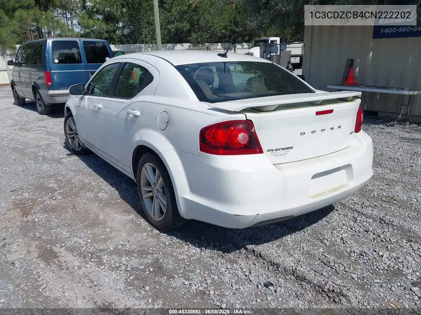 2012 Dodge Avenger Sxt VIN: 1C3CDZCB4CN222202 Lot: 45330893