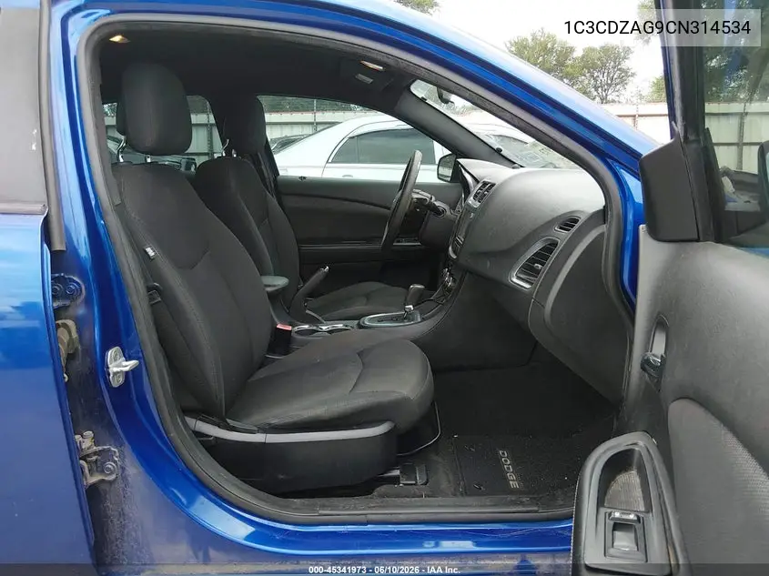 2012 Dodge Avenger Se VIN: 1C3CDZAG9CN314534 Lot: 45341973