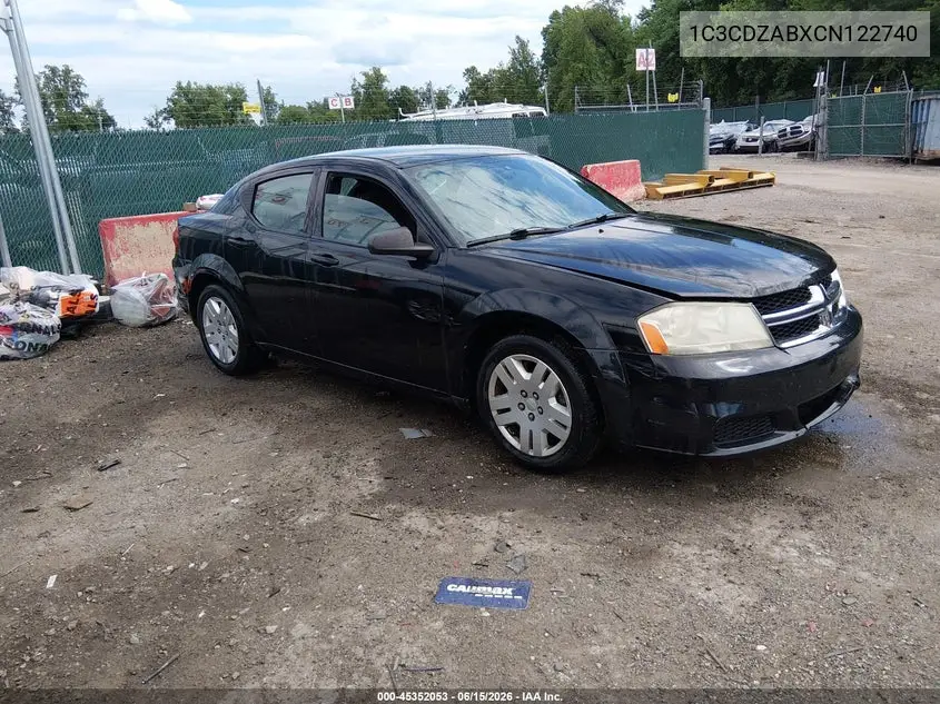 2012 Dodge Avenger Se VIN: 1C3CDZABXCN122740 Lot: 45352053