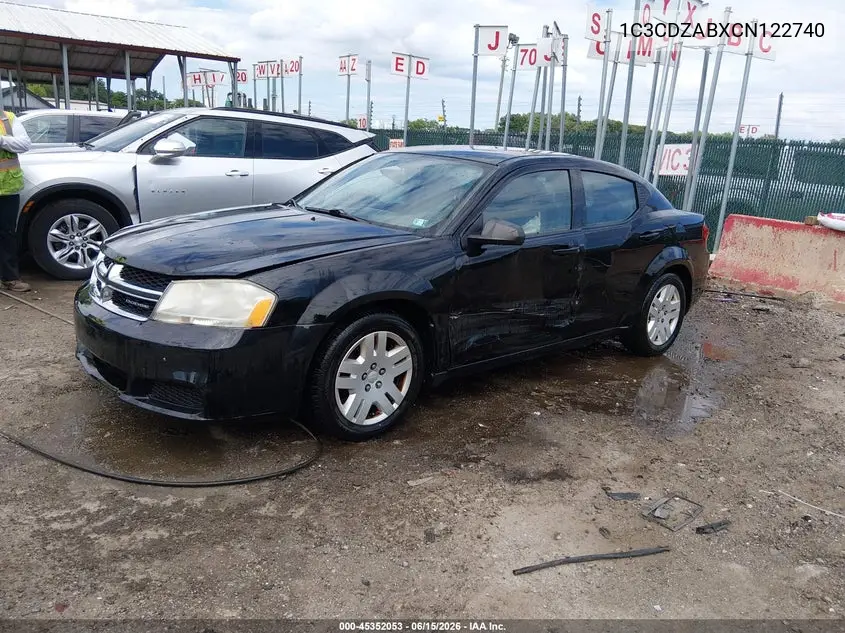 2012 Dodge Avenger Se VIN: 1C3CDZABXCN122740 Lot: 45352053
