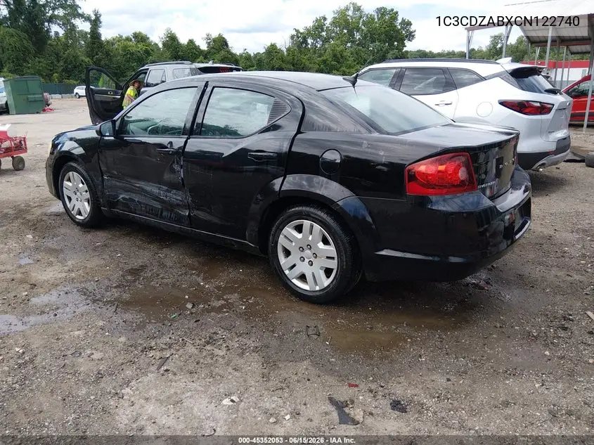 2012 Dodge Avenger Se VIN: 1C3CDZABXCN122740 Lot: 45352053