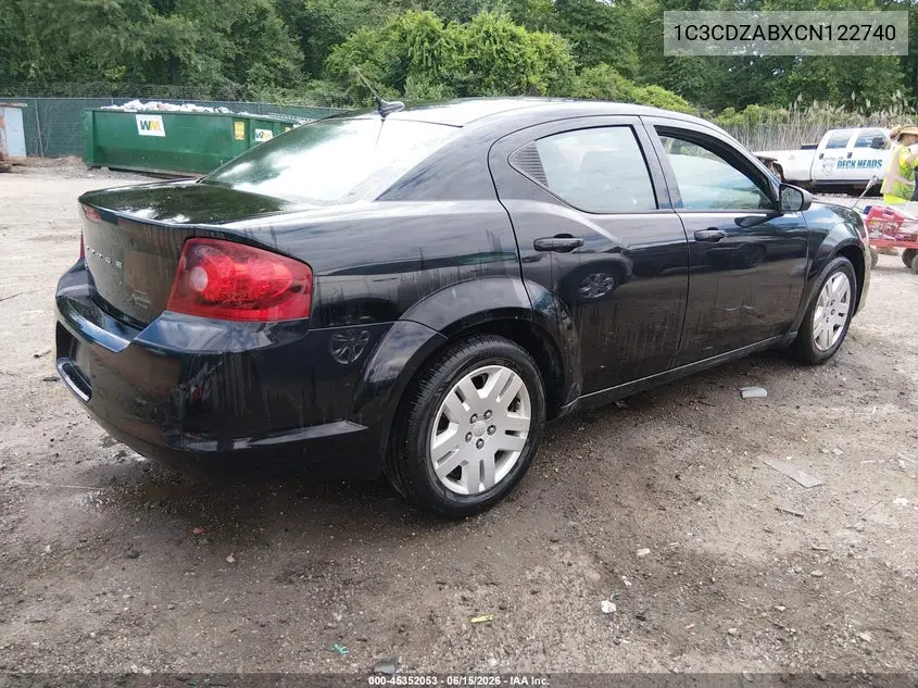 2012 Dodge Avenger Se VIN: 1C3CDZABXCN122740 Lot: 45352053