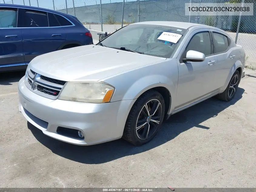 2012 Dodge Avenger Sxt Plus VIN: 1C3CDZEG3CN290838 Lot: 45367197