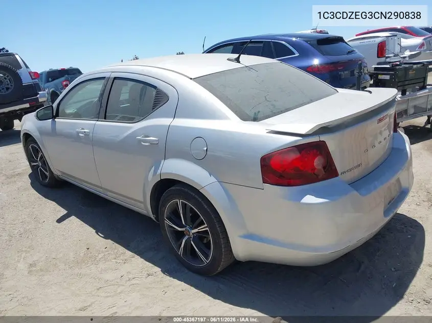 2012 Dodge Avenger Sxt Plus VIN: 1C3CDZEG3CN290838 Lot: 45367197
