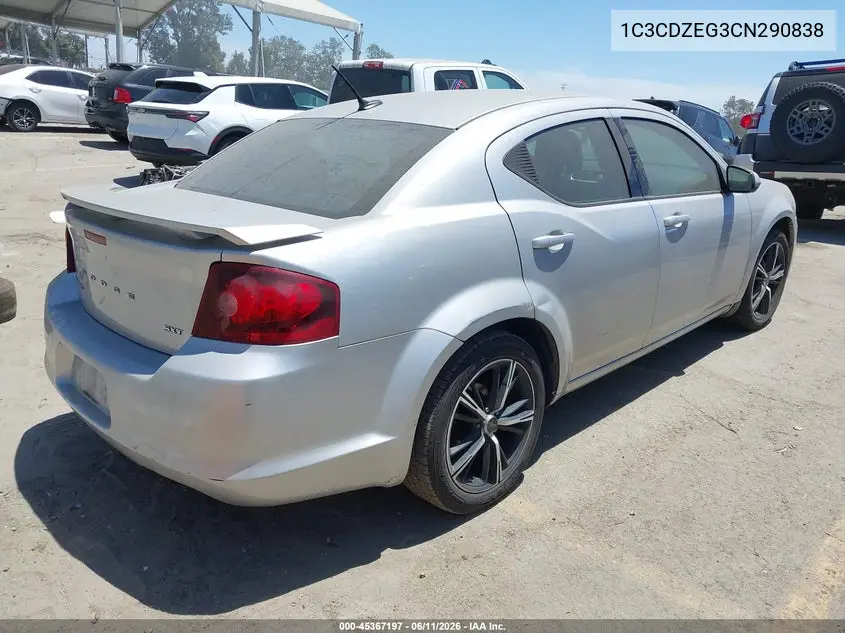 2012 Dodge Avenger Sxt Plus VIN: 1C3CDZEG3CN290838 Lot: 45367197