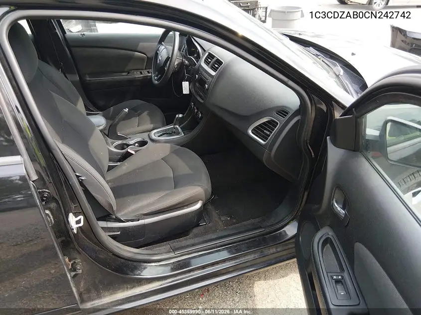 2012 Dodge Avenger Se VIN: 1C3CDZAB0CN242742 Lot: 45369990