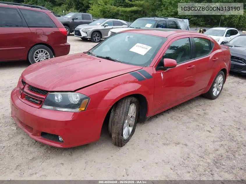 2012 Dodge Avenger R/T VIN: 1C3CDZBG0CN313190 Lot: 45394048