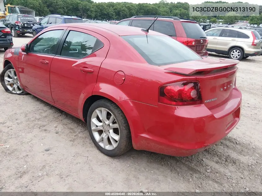 2012 Dodge Avenger R/T VIN: 1C3CDZBG0CN313190 Lot: 45394048