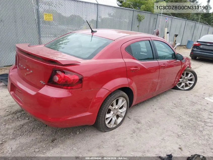 2012 Dodge Avenger R/T VIN: 1C3CDZBG0CN313190 Lot: 45394048