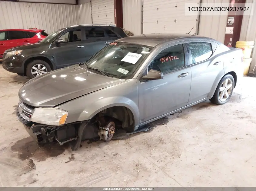 2012 Dodge Avenger Se VIN: 1C3CDZAB3CN237924 Lot: 45413542