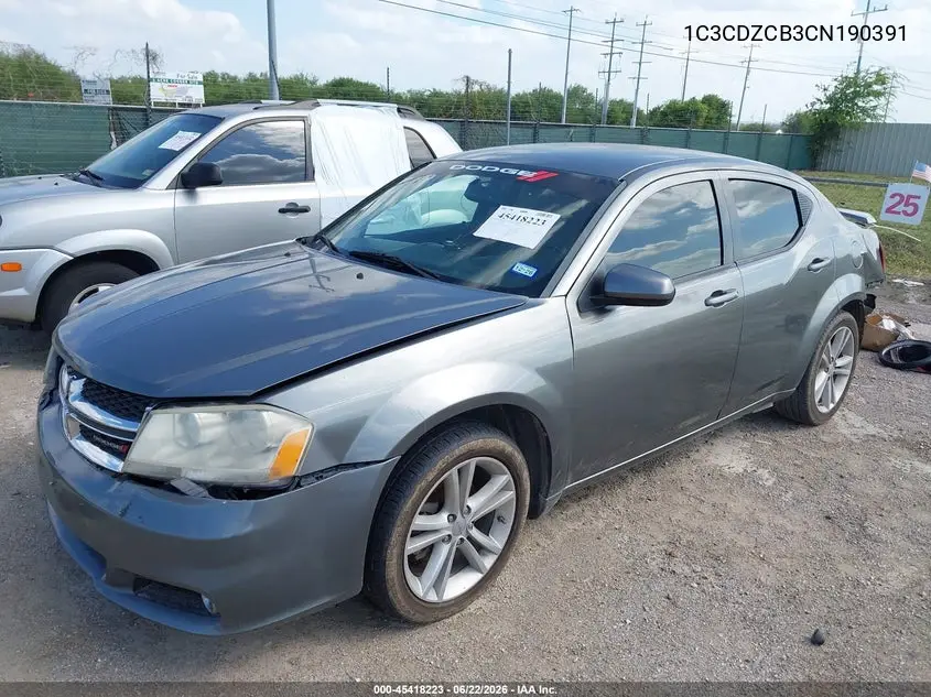 2012 Dodge Avenger Sxt VIN: 1C3CDZCB3CN190391 Lot: 45418223