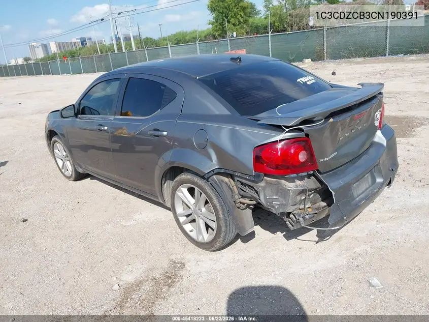 2012 Dodge Avenger Sxt VIN: 1C3CDZCB3CN190391 Lot: 45418223