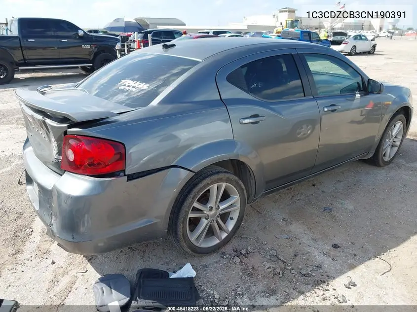 2012 Dodge Avenger Sxt VIN: 1C3CDZCB3CN190391 Lot: 45418223
