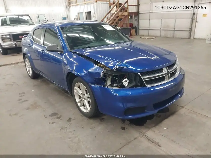 2012 Dodge Avenger Se VIN: 1C3CDZAG1CN291265 Lot: 45446246