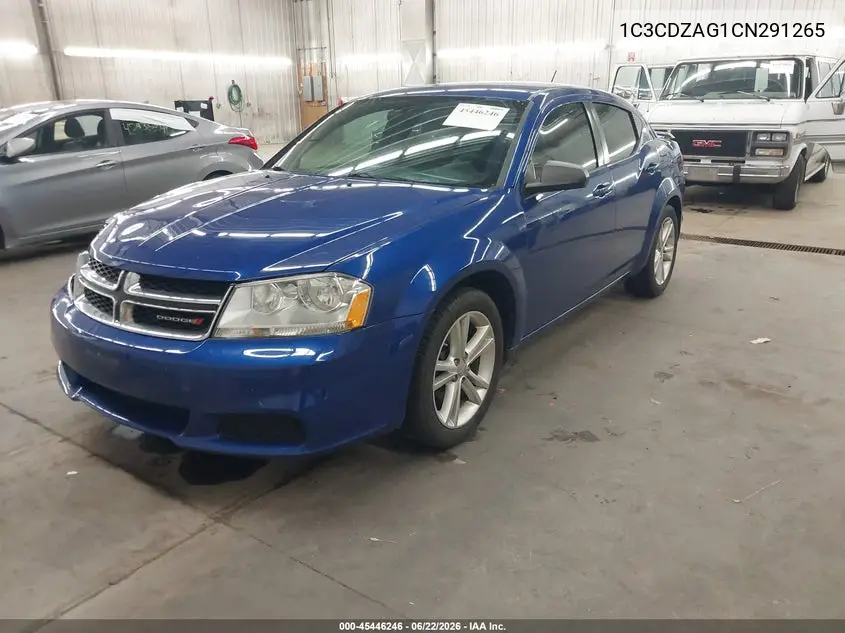 2012 Dodge Avenger Se VIN: 1C3CDZAG1CN291265 Lot: 45446246