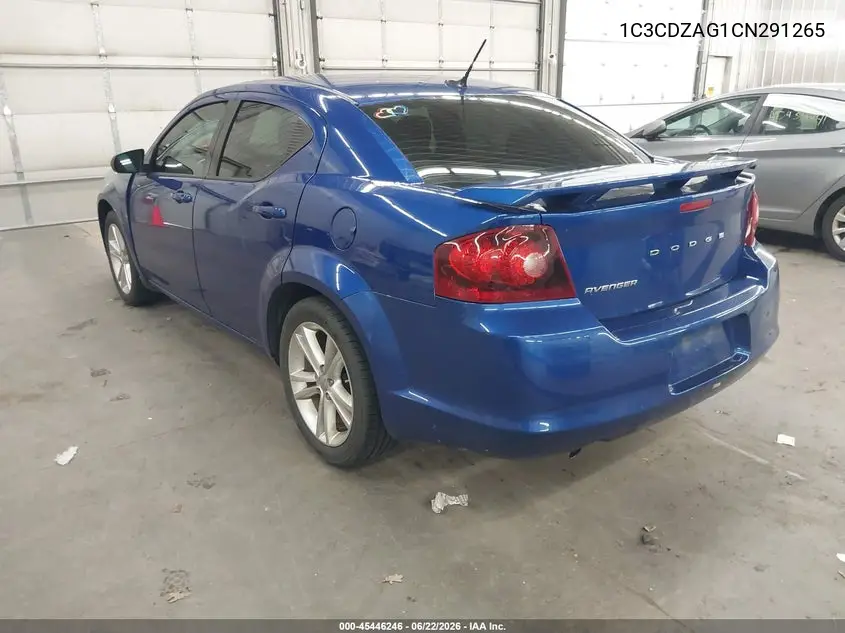 2012 Dodge Avenger Se VIN: 1C3CDZAG1CN291265 Lot: 45446246
