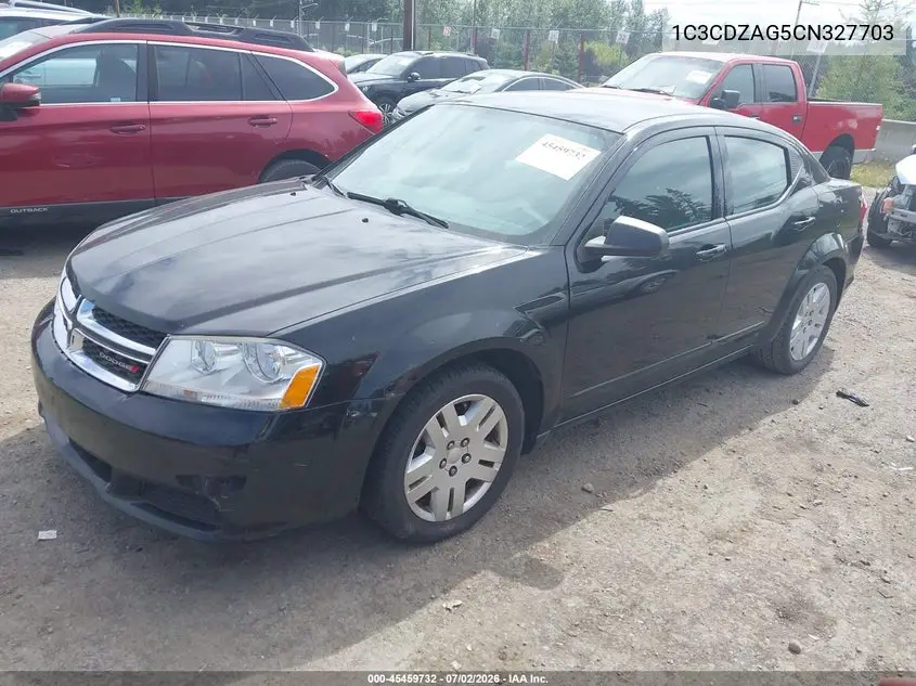 2012 Dodge Avenger Se VIN: 1C3CDZAG5CN327703 Lot: 45459732
