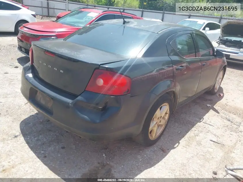 2012 Dodge Avenger Se VIN: 1C3CDZAB6CN231695 Lot: 45466233