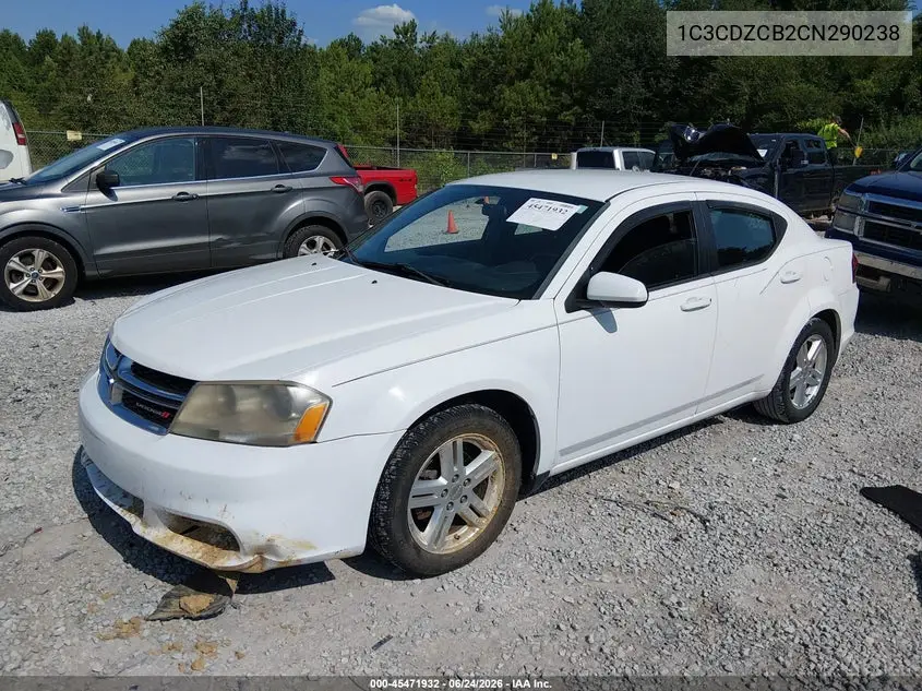 2012 Dodge Avenger Sxt VIN: 1C3CDZCB2CN290238 Lot: 45471932