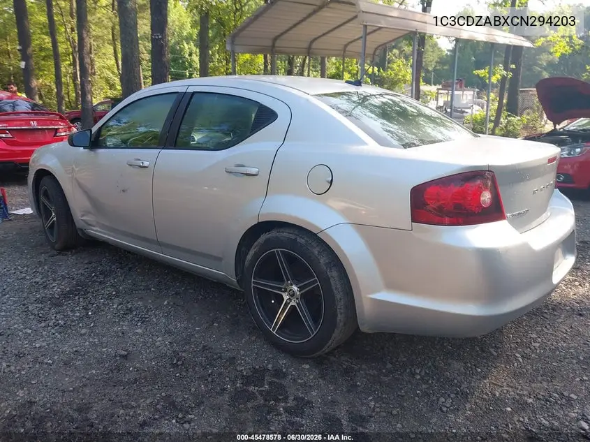 2012 Dodge Avenger Se VIN: 1C3CDZABXCN294203 Lot: 45478578