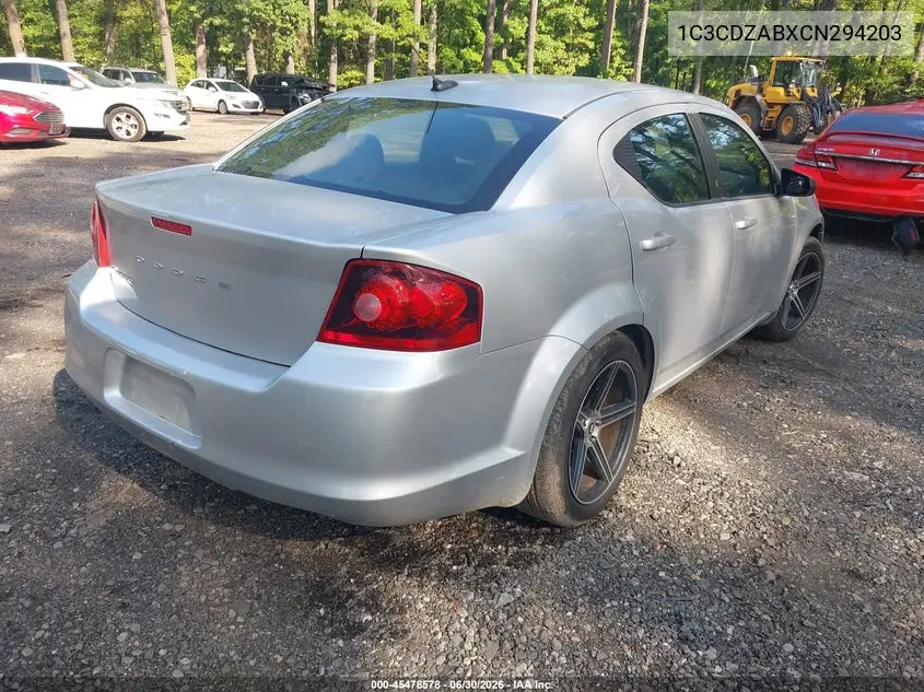 2012 Dodge Avenger Se VIN: 1C3CDZABXCN294203 Lot: 45478578